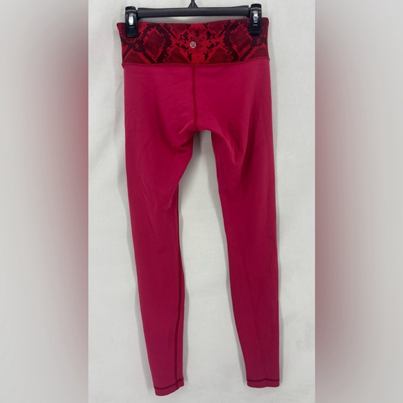 Lululemon women's 6 Pink Red Leggings Waistband low rise tights reversible - Picture 1 of 10